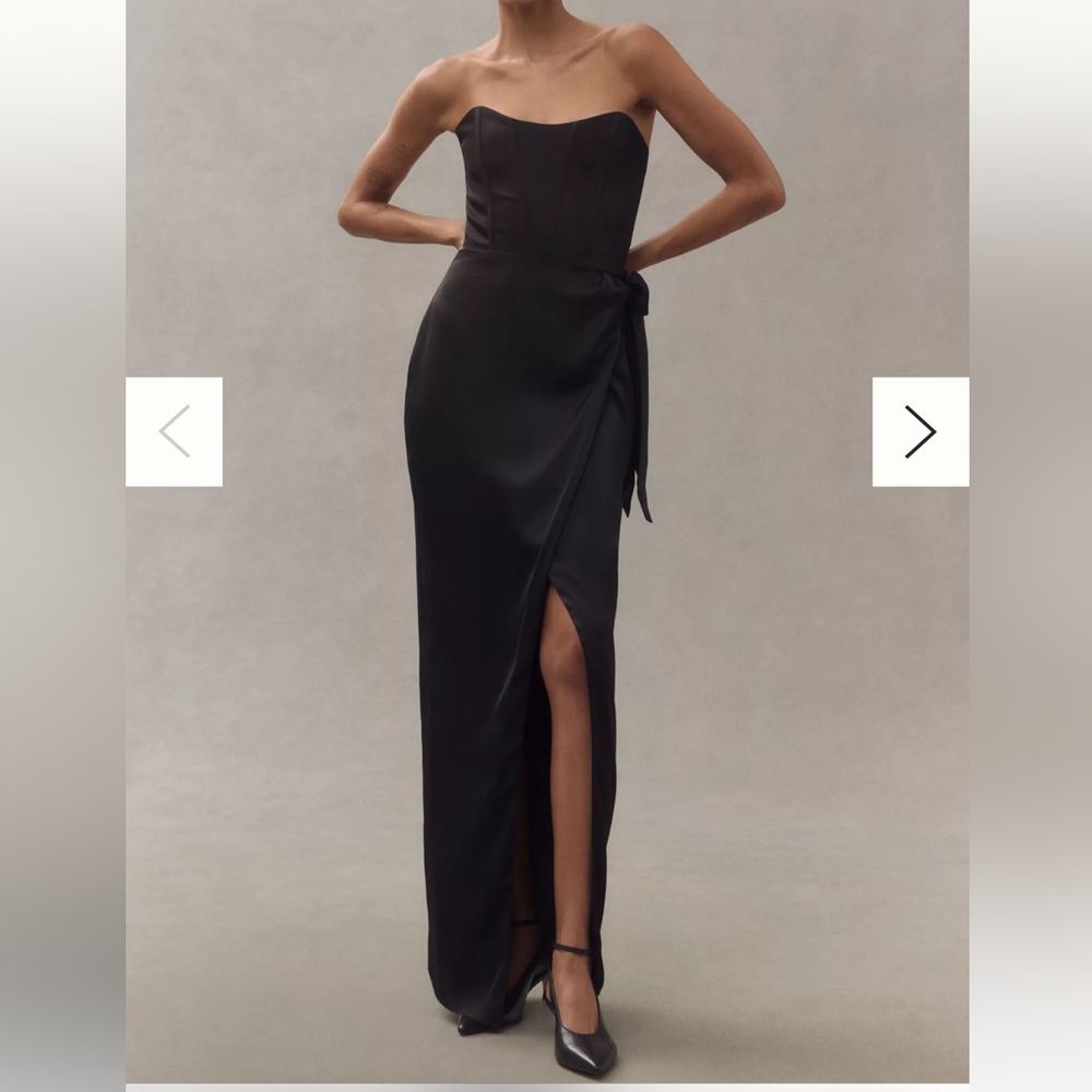 V. CHAPMAN JUNE CORSET FRONT-SLIT GOWN